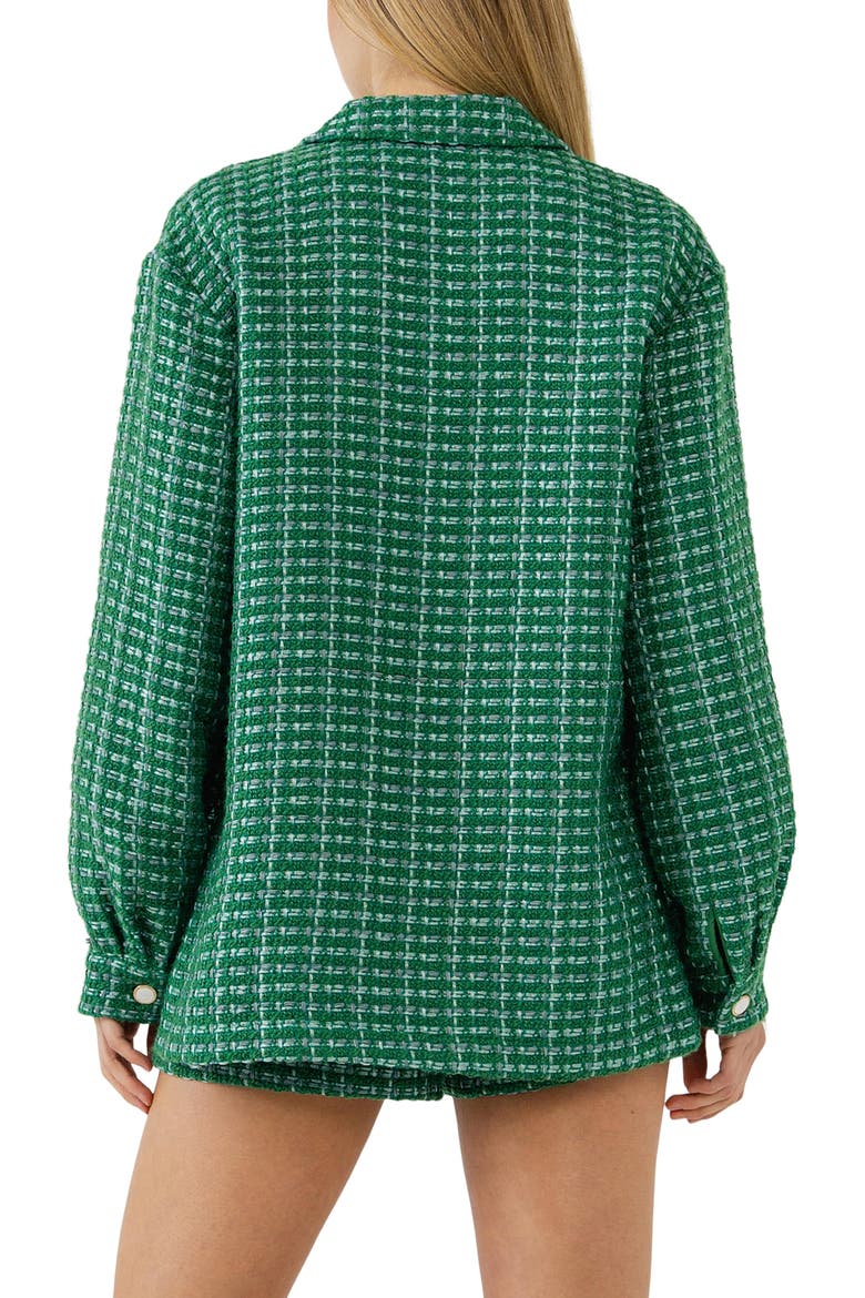 Tweed Button-Up Shirt, Alternate, color, GREEN
