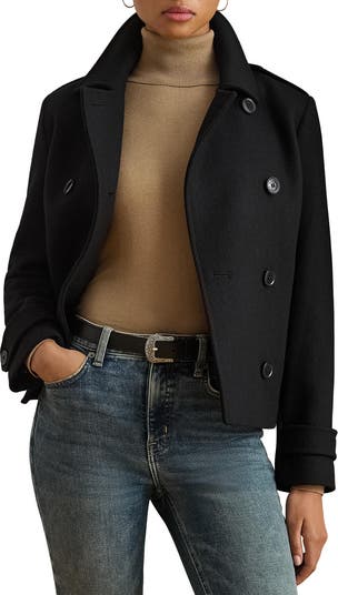 Double Breasted Wool Blend Twill Jacket