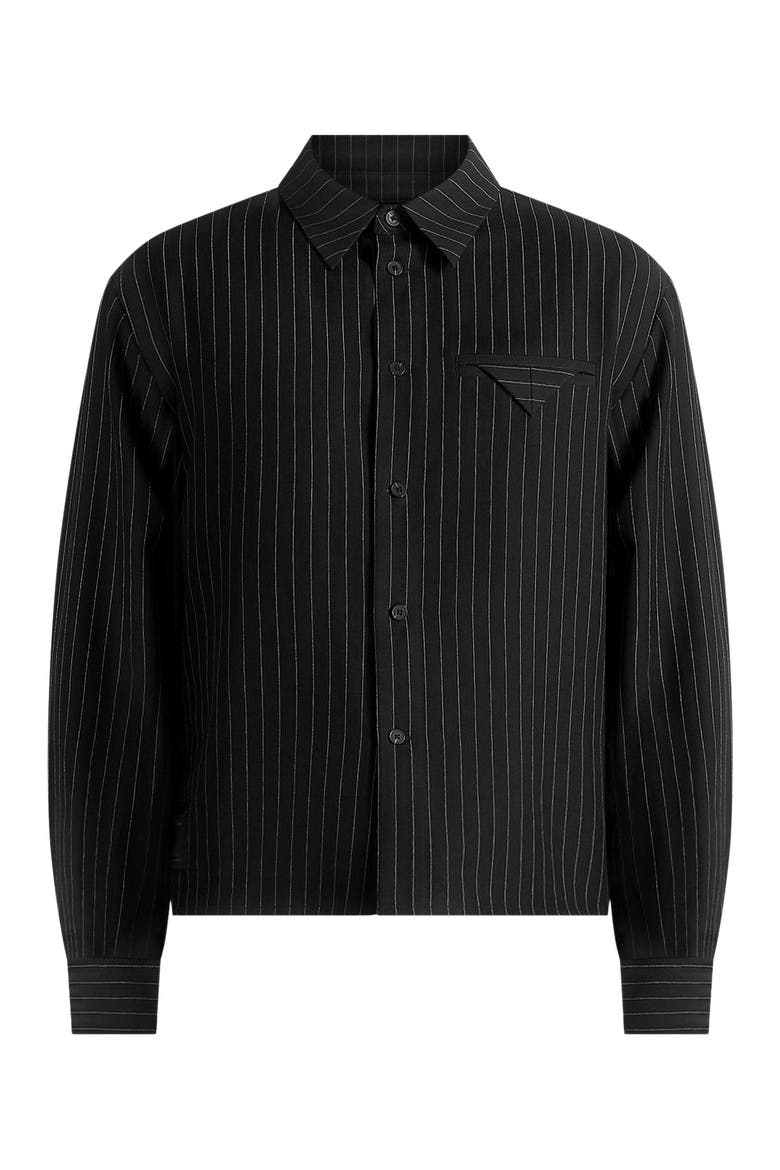 Arlo Pinstripe Cropped Long Sleeve Shirt, Main, color, Black