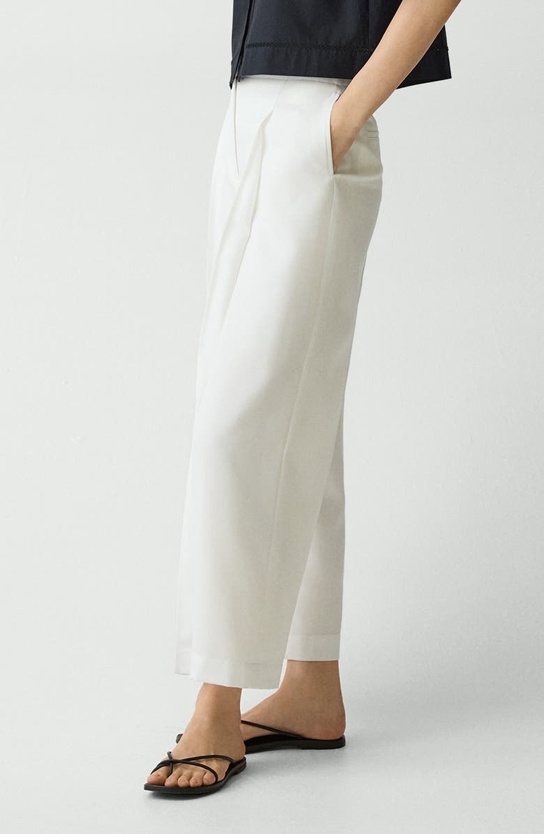 Theory City Pleated High Waist Wide Leg Pants, Alternate, color, Ivory