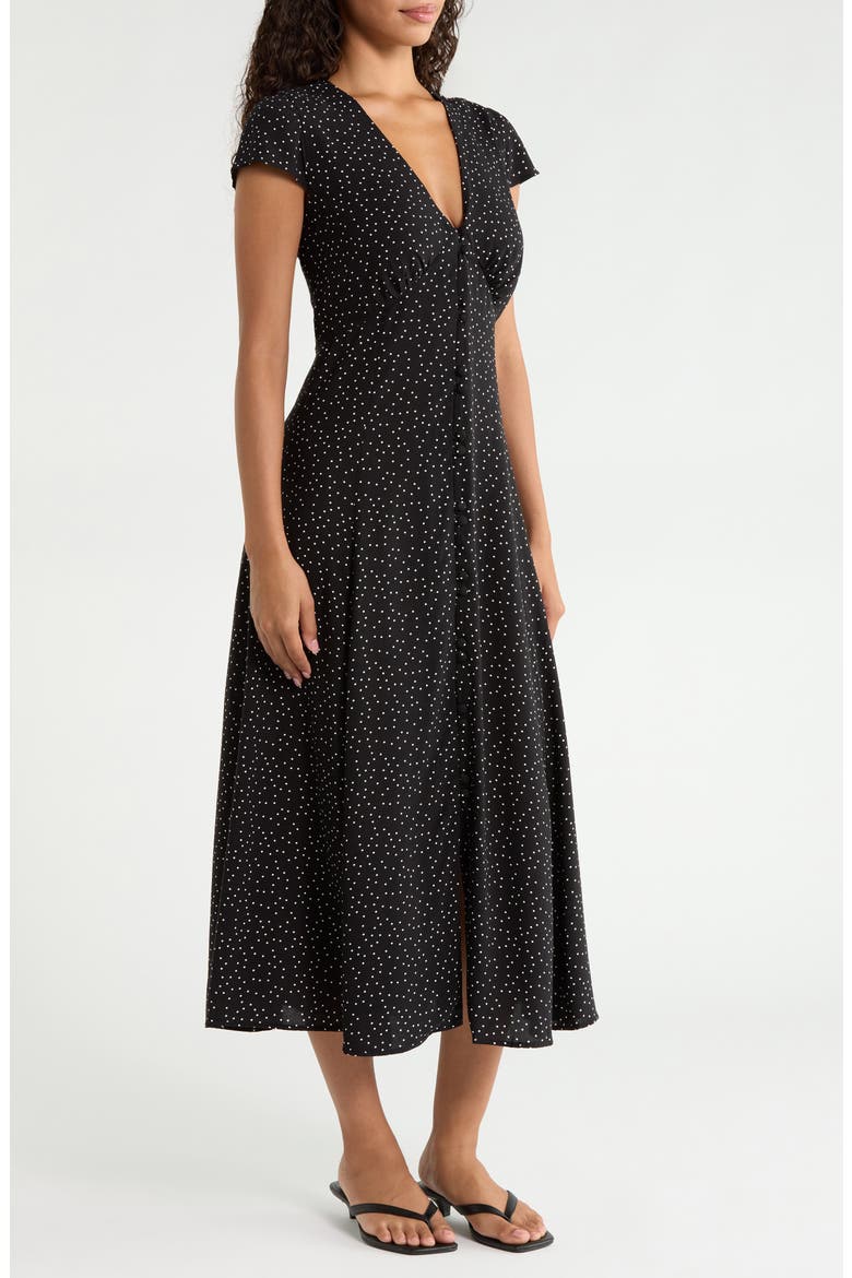Avery Polka Dot Midi Dress, Alternate, color, BLACK