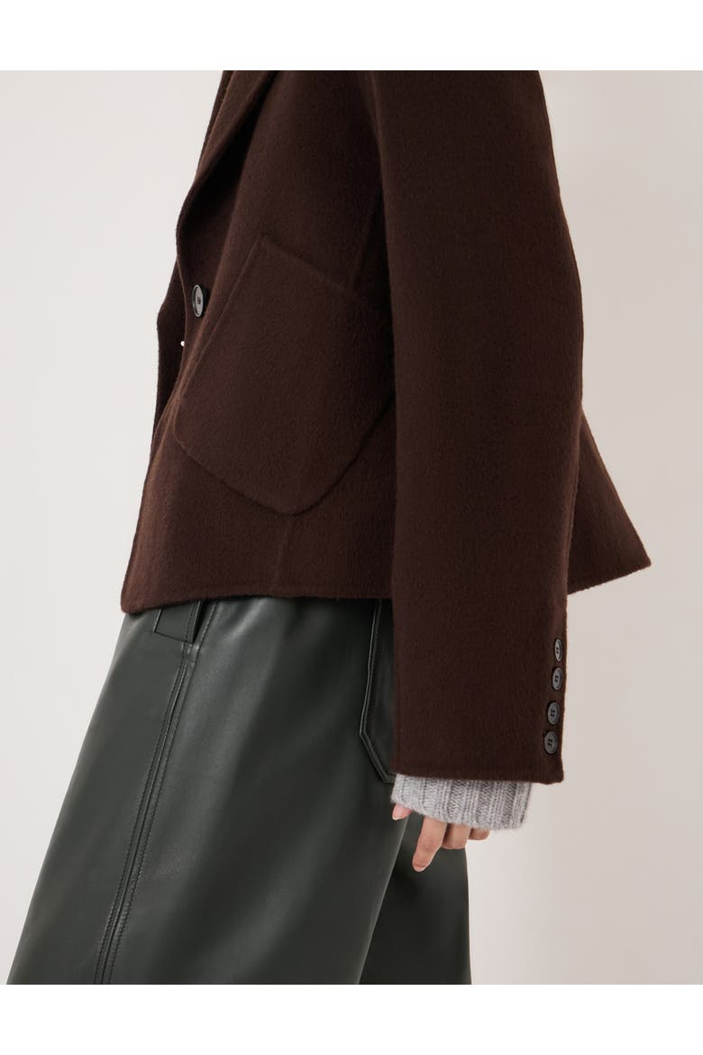Mina Pure Wool Double Faced Blazer, Alternate, color, Chocolate Brown