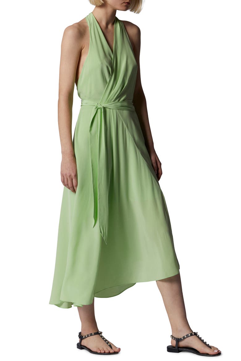 Alejandra Halter Silk Maxi Dress, Alternate, color, PISTACHIO GREEN