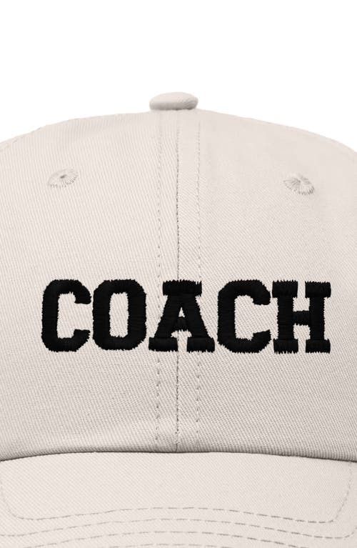 Dalix Coach Embroidered Sports Dad Cap In Beige