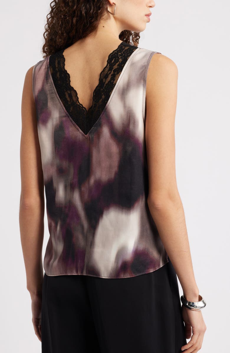 Nordstrom Lace Trim Satin Tank, Alternate, color, Burgundy Cosmos