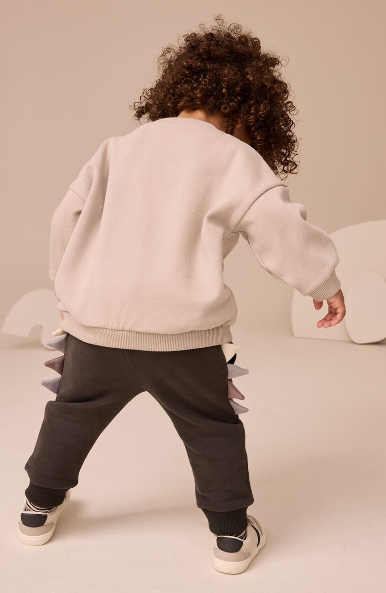 NEXT Kids' Colorblock Dinosaur Sweatshirt & Joggers Set, Alternate, color, Grey