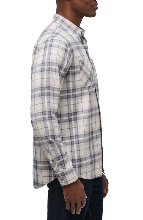 Travismathew Cloud Plaid Flannel Button-up Shirt In Oxford Tan/plum