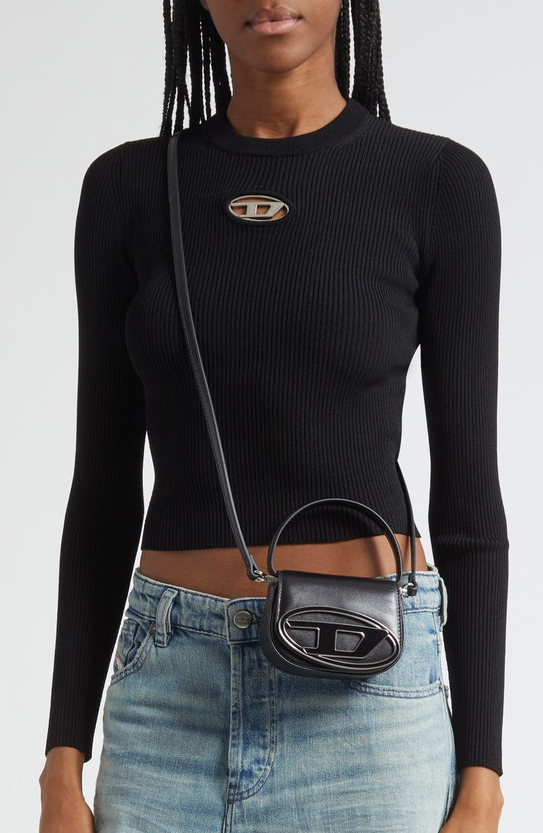 DIESEL<sup>®</sup> X-Small 1DR Leather Crossbody Bag, Alternate, color, Black