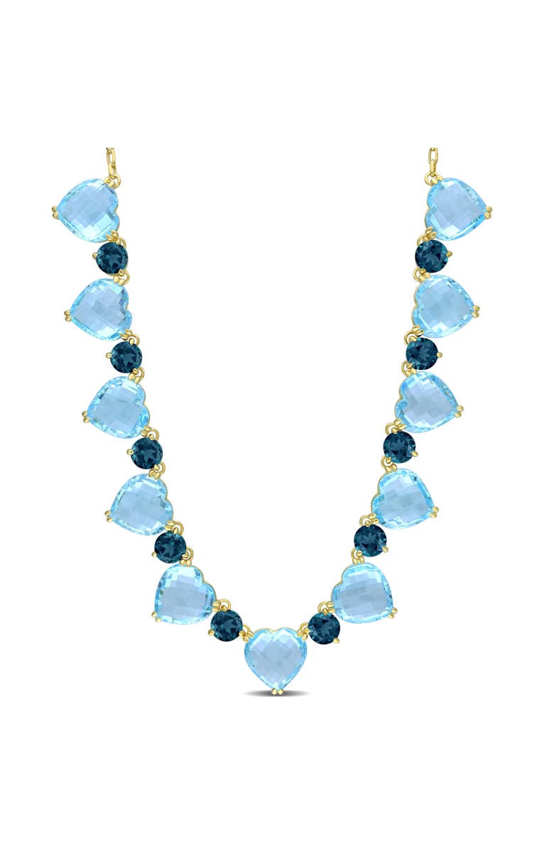 Julianna B. Blue Topaz Heart & Round Necklace Yellow Silver, Main, color, Blue Topaz