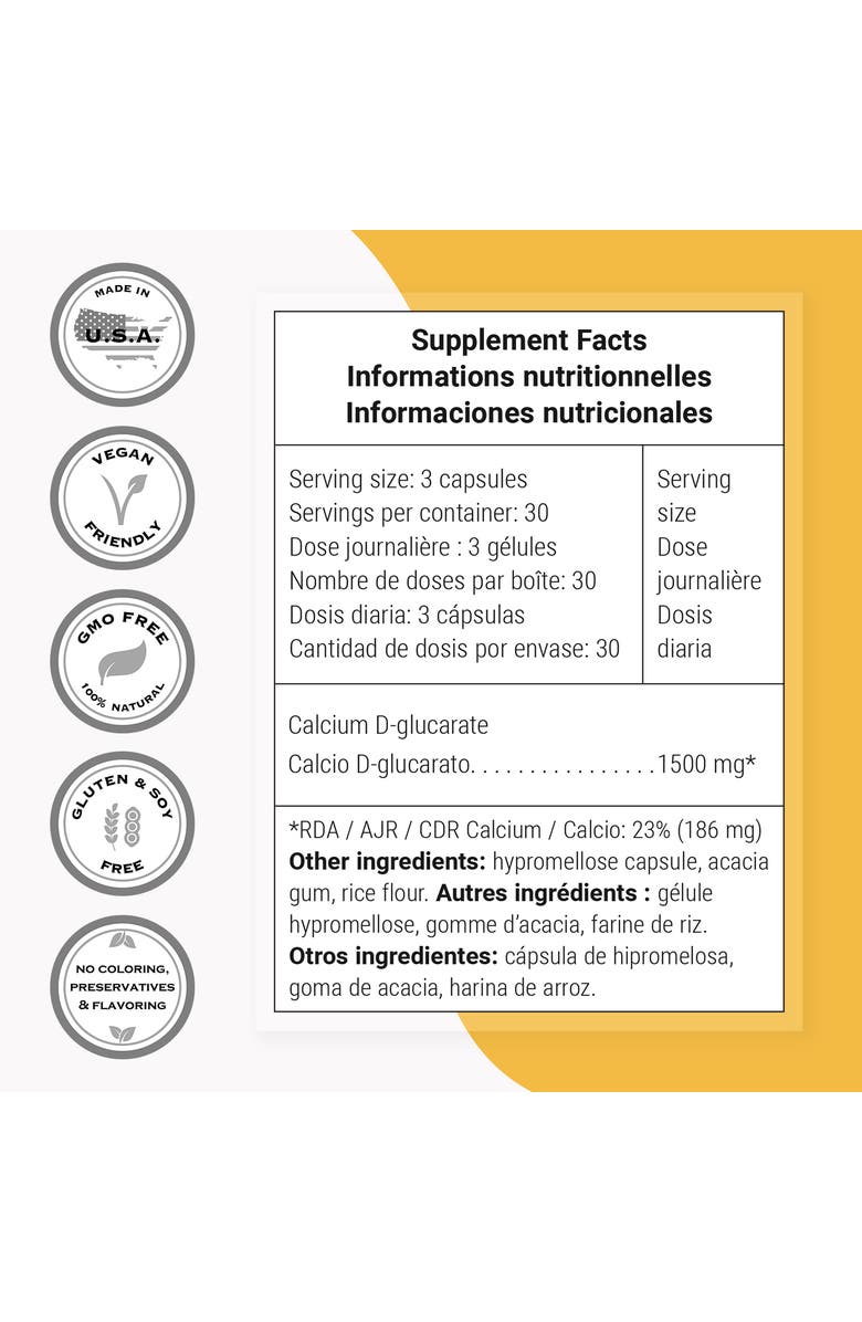 SuperSmart Calcium D-Glucarate 1500mg, Alternate, color, NO COLOR