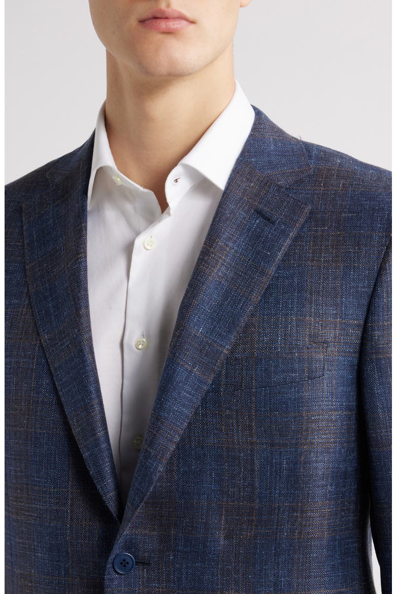 Siena Regular Fit Plaid Wool & Silk Blend Sport Coat, Alternate, color, NAVY