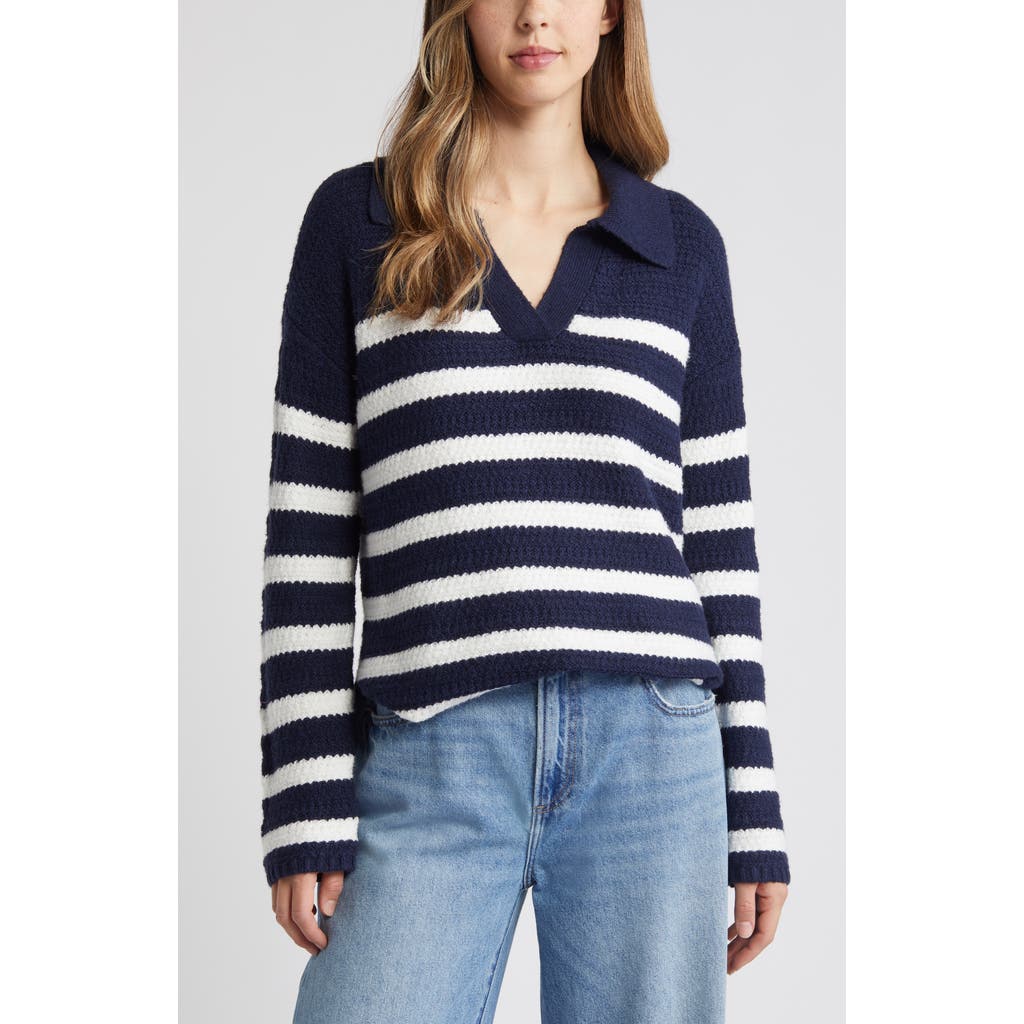 CASLON CASLON® STRIPE TEXTURED POLO SWEATER