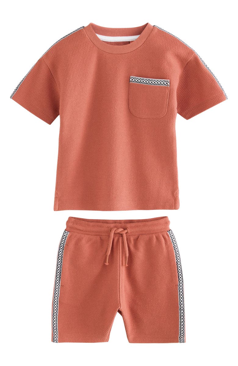 NEXT Kids' Palm Pocket T-Shirt & Drawstring Shorts Set, Main, color, Brown