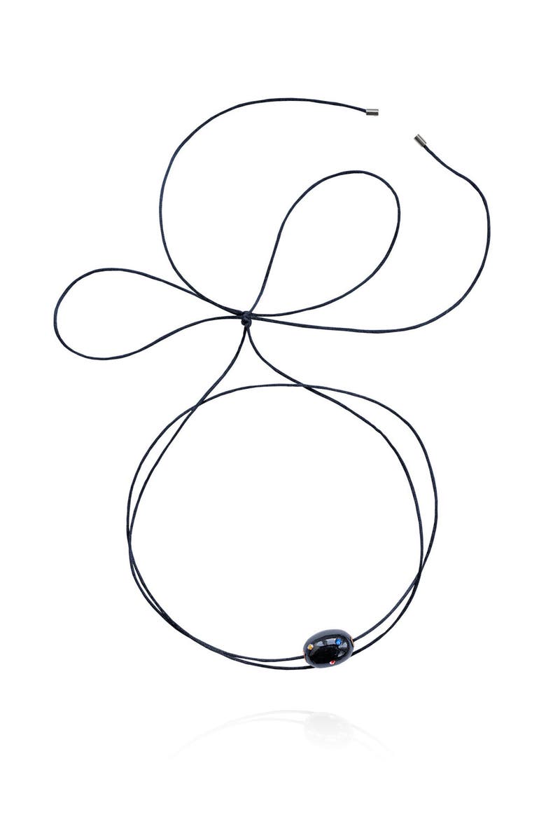 Saulė Label Lily Tie Jet Necklace, Main, color, Raven