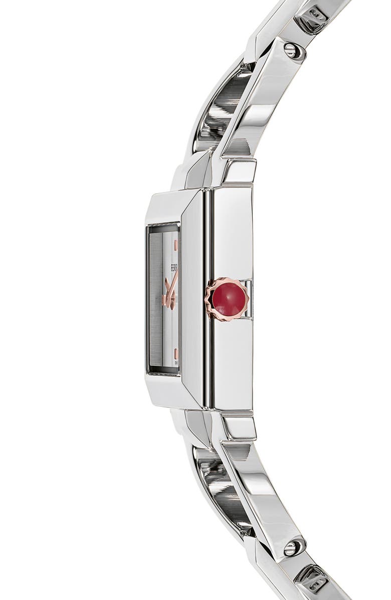 FERRAGAMO Double Gancini Square Bracelet Watch, 25mm, Alternate, color,