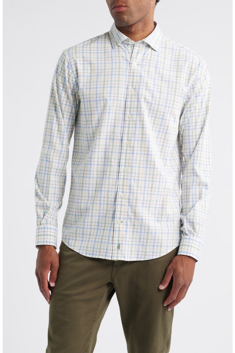 Maarten Plaid Performance Button-Up Shirt, Main, color, MOSS