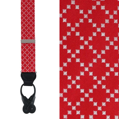 Rowan Geometric Pattern Silk Button End Suspenders (Braces)
