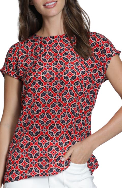 Print Cap Sleeve Shell