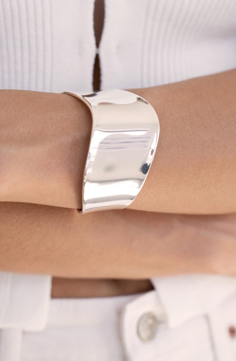 Ettika Smooth Cuff Bracelet, Alternate, color, Silver