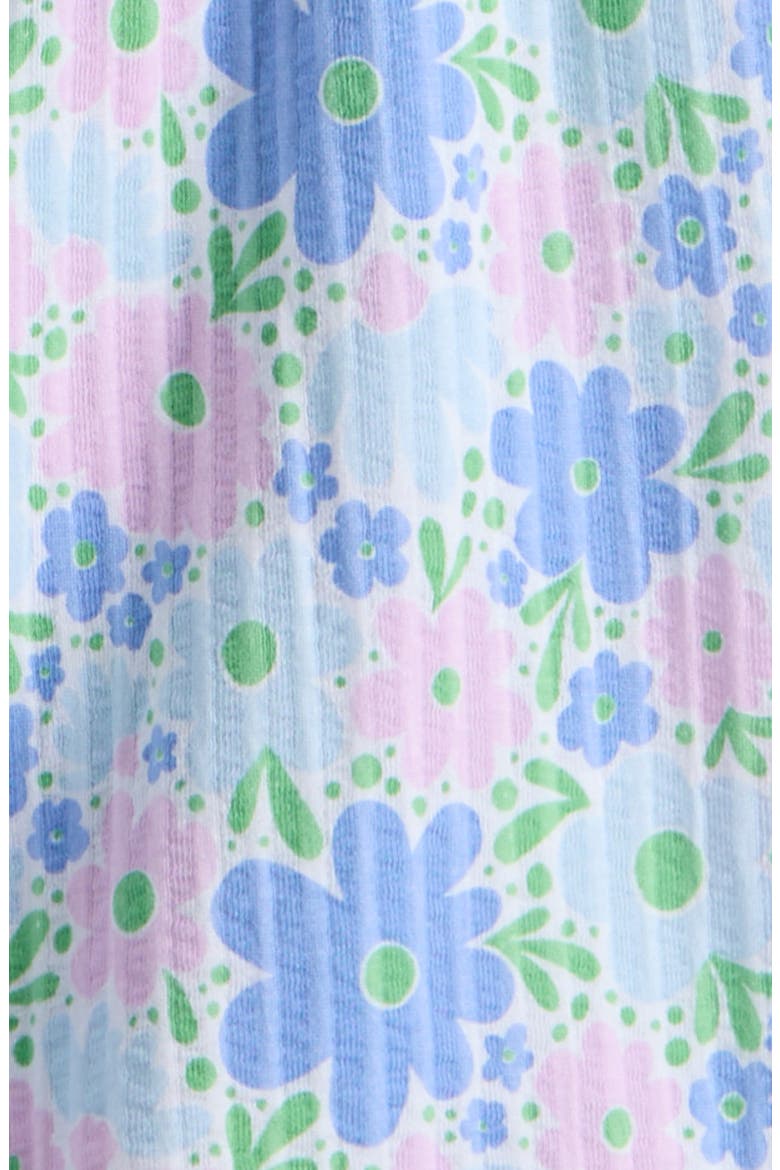Kids' Print Flutter Sleeve Rib Romper, Alternate, color, WHITE- BLUE MEADOW FLORAL