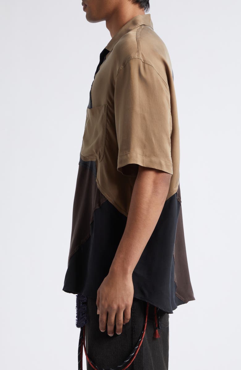 SONG FOR THE MUTE Oversize Colorblock Short Sleeve Button-Up Shirt, Alternate, color, Multi