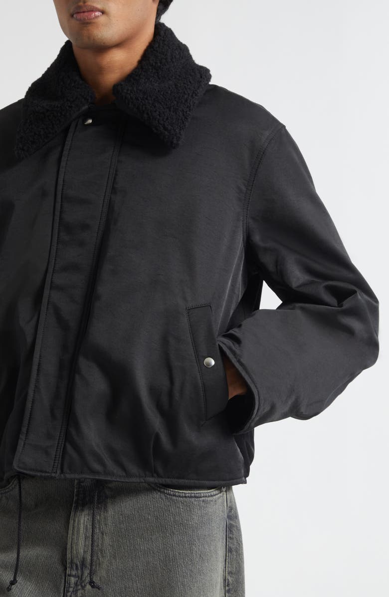 OUR LEGACY Ace Water Repellent Jacket with Detachable Faux-Fur Collar, Alternate, color, Black Aero Nylon