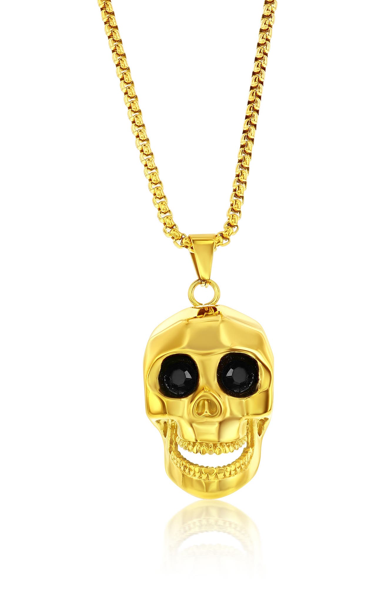 Blackjack Skull Pendant Necklace In Gold
