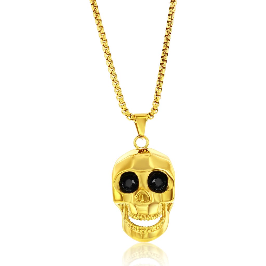 Blackjack Skull Pendant Necklace In Gold
