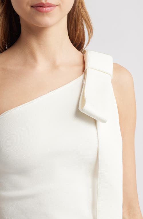 Cult Gaia Nomi Bow Detail One-shoulder Sweater In Off White