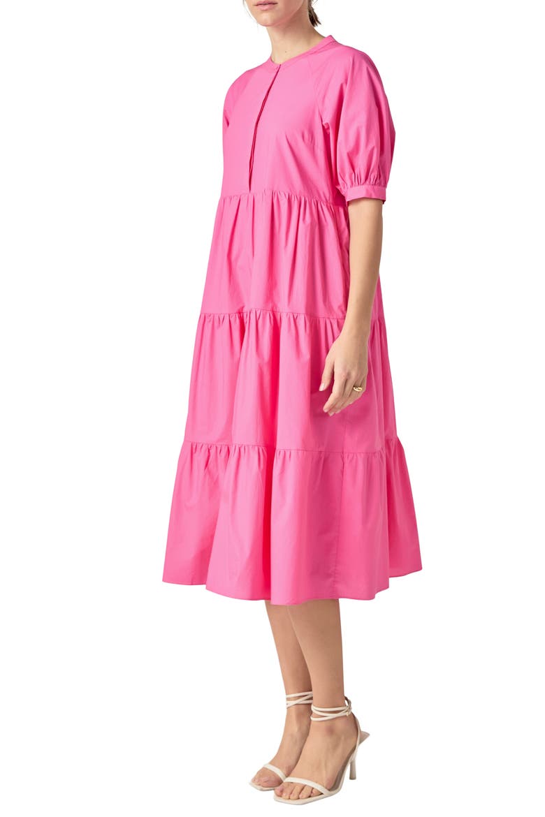 Puff Sleeve Dress, Alternate, color, HOT PINK