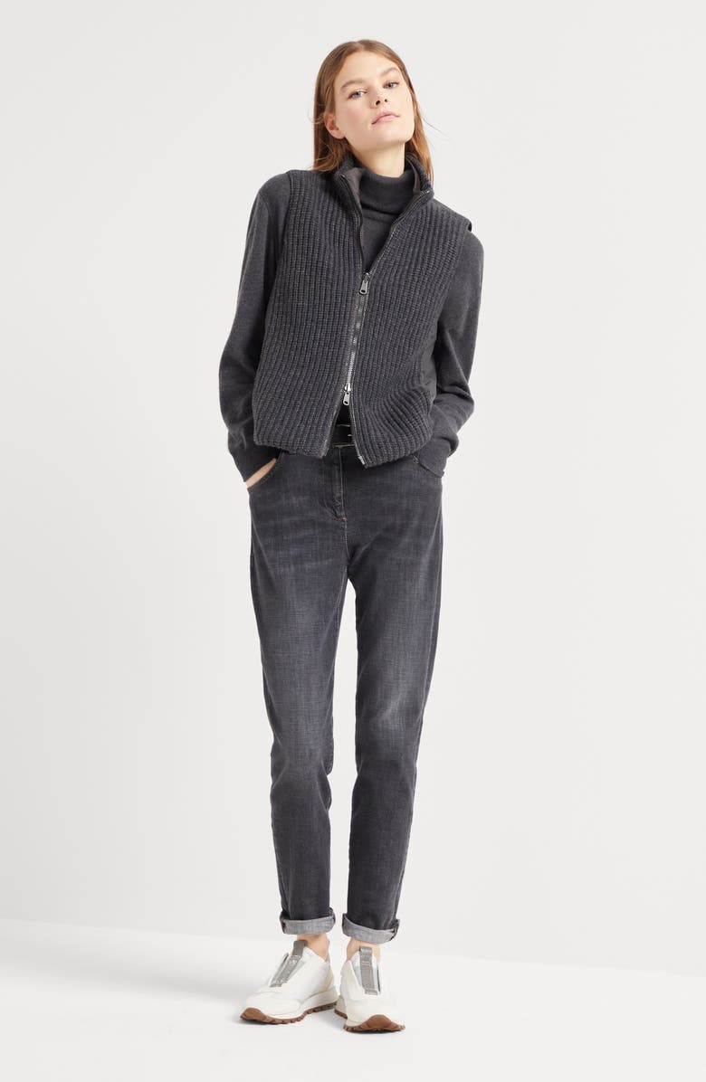 Brunello Cucinelli Cashmere down vest, Alternate, color, Lignite Grey