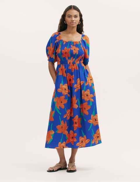 Enzo Short Sleeve Floral Midi Dress