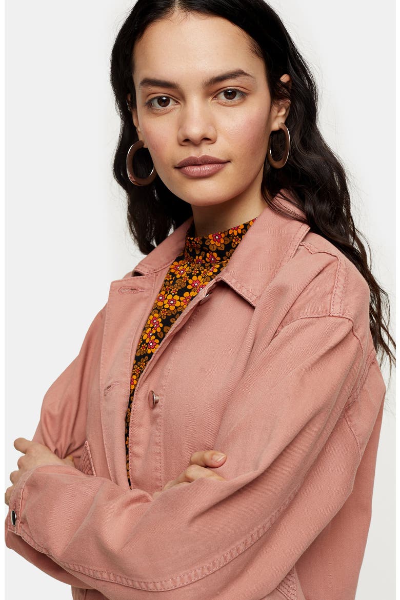 Boxy Crop Shirt Jacket, Alternate, color, PINK