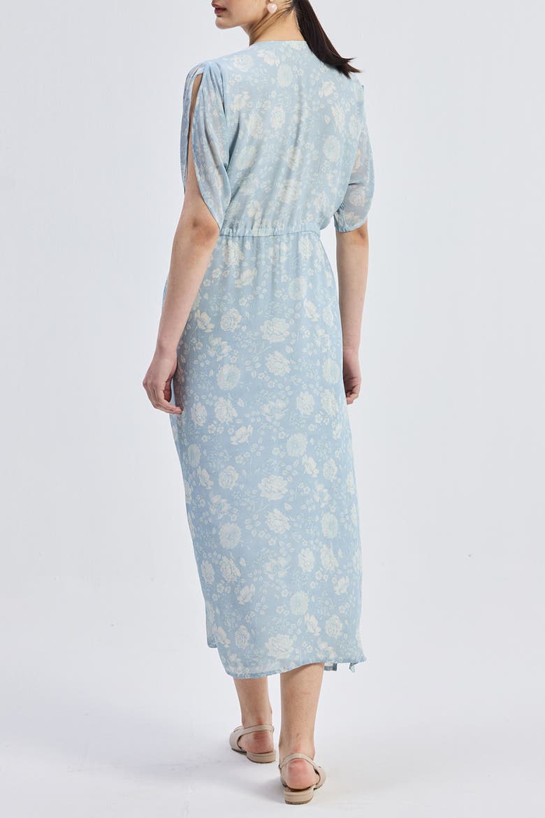 Maxi Gathered Dress in Blue Florals, Alternate, color, Floral Whispers