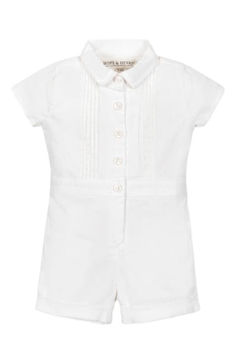 Baby Linen Pintuck Romper, Infant