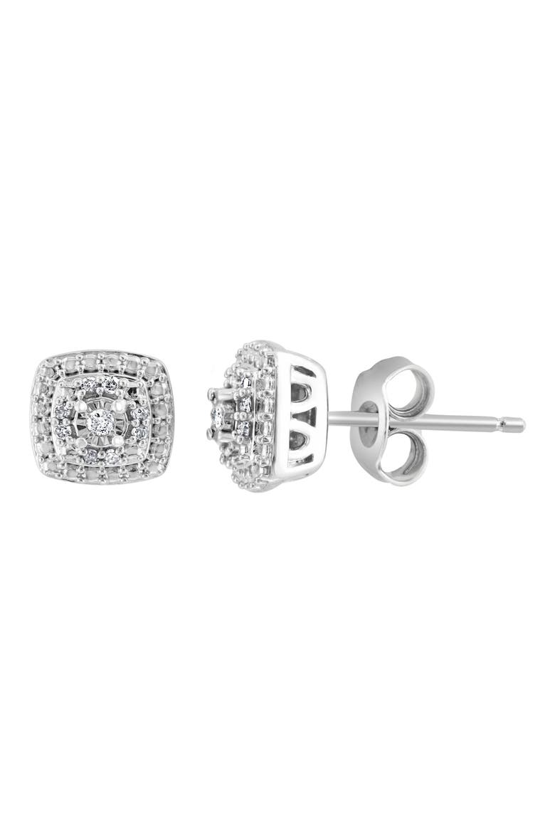 Sterling Silver Diamond Earrings - 0.10 ctw, Alternate, color, WHITE
