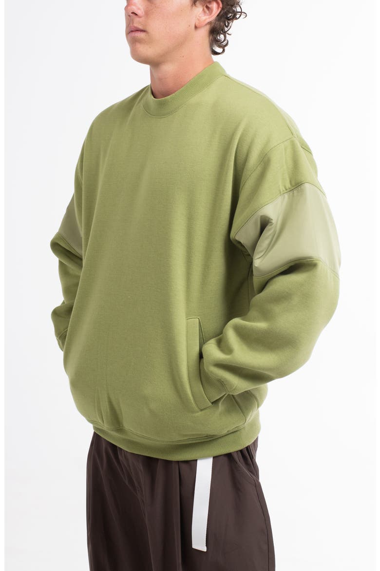 Mock Neck Fleece Sweater, Alternate, color, MILITARY GREEN