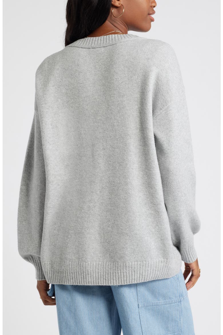 Oversize Front Pocket Cotton Blend Cardigan, Alternate, color, GREY HEATHER
