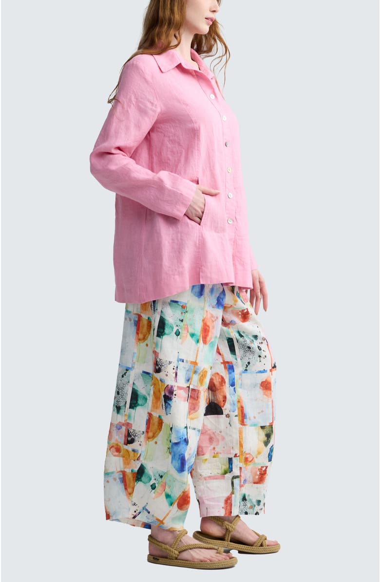 LUUKAA Ivara Painterly Print Linen Pants, Alternate, color, Multihued