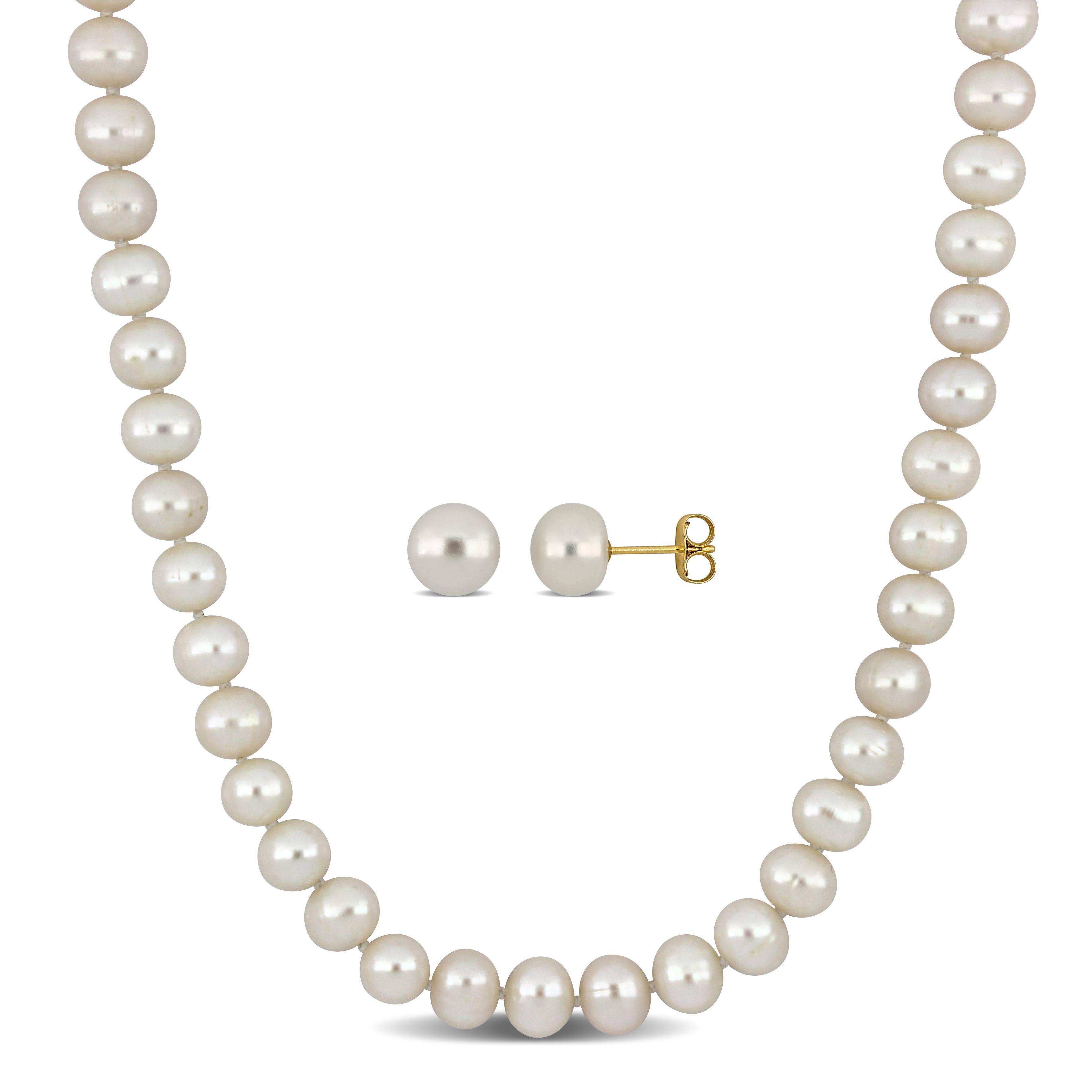 Julianna B. 2-Piece Set Cultured Pearl Necklace & Earrings 10K at Nordstrom, Size 16