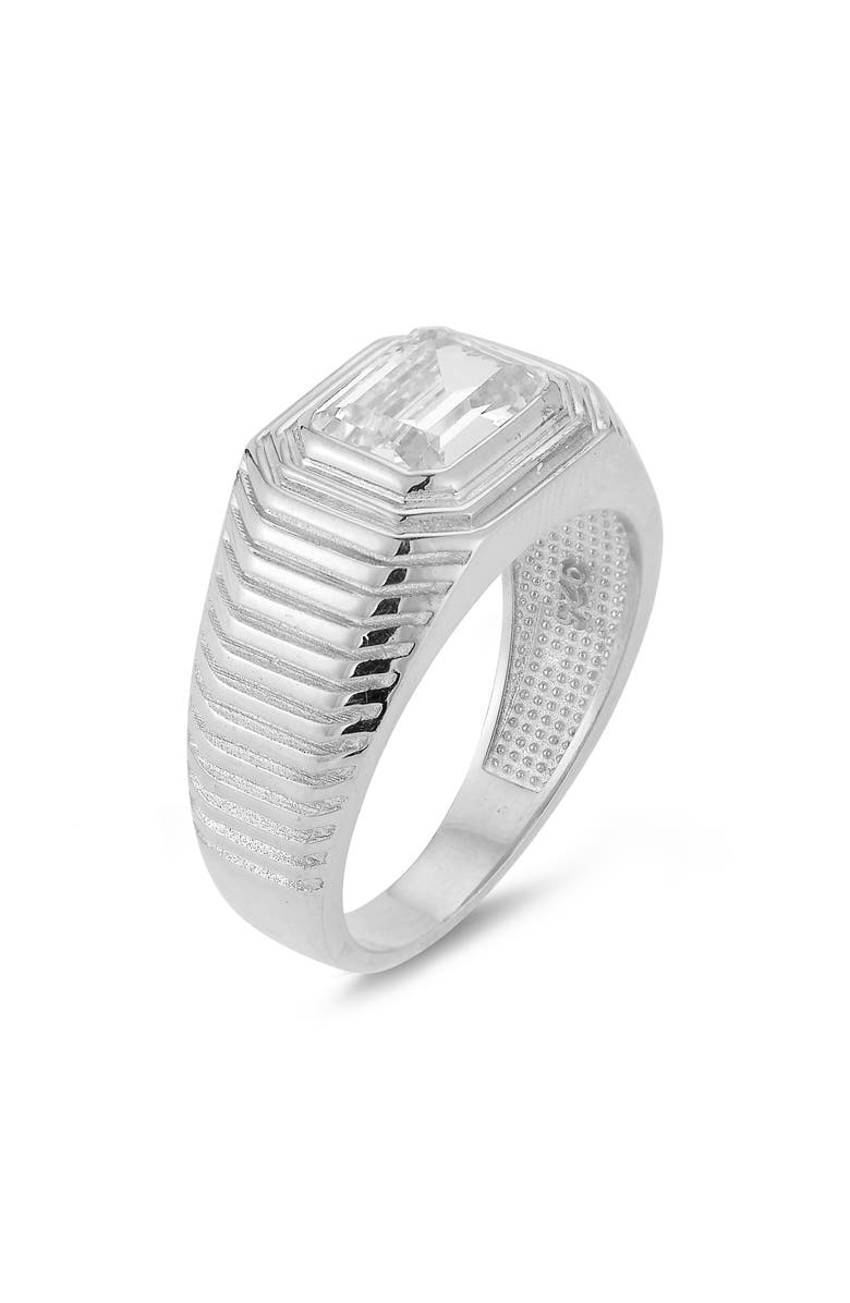 GLAZE JEWELRY Cubic Zirconia Signet Ring, Main, color, Silver