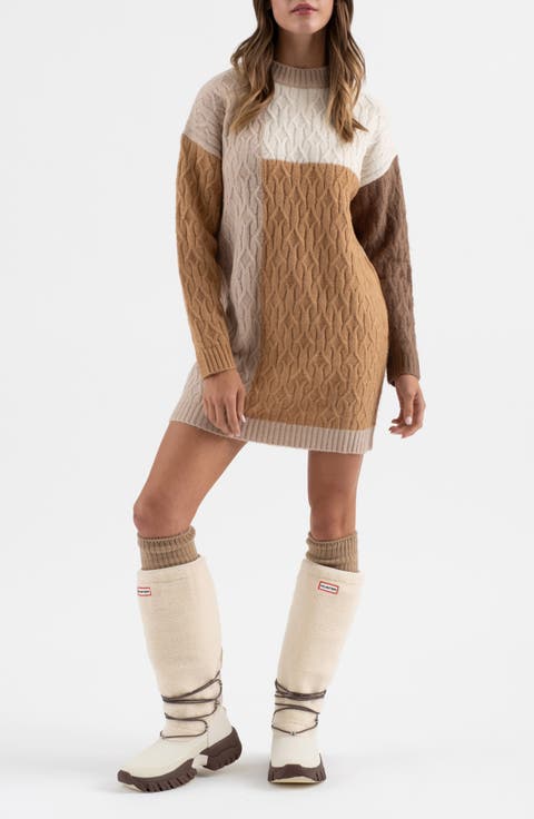 Colorblock Long Sleeve Sweater Dress