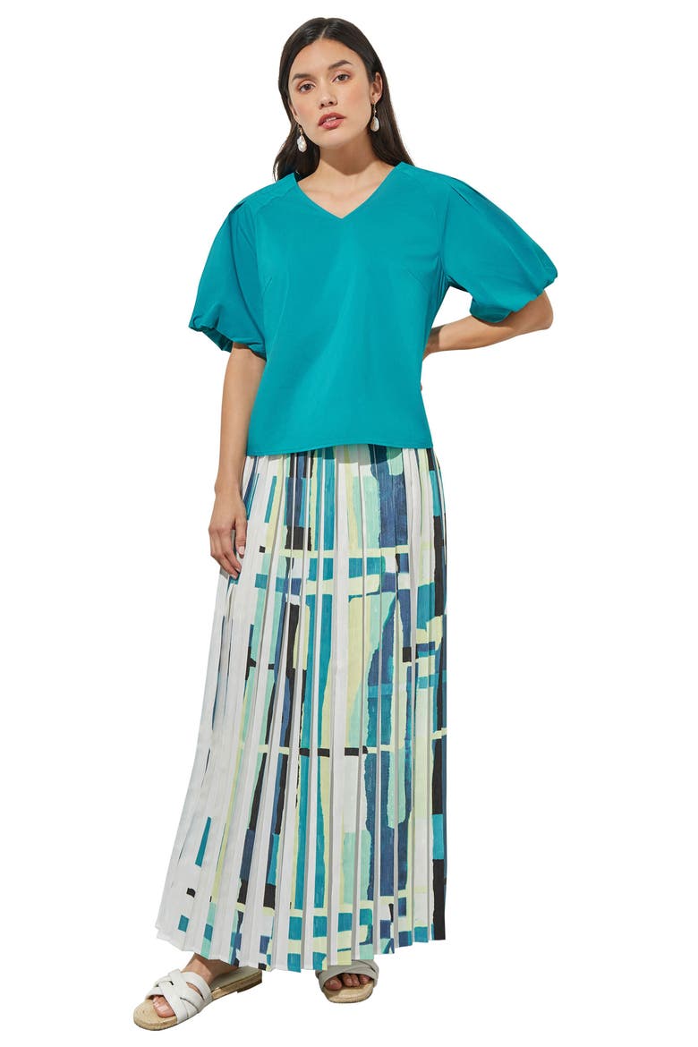 Puff Sleeve Cotton Blend Top, Alternate, color, BERMUDA