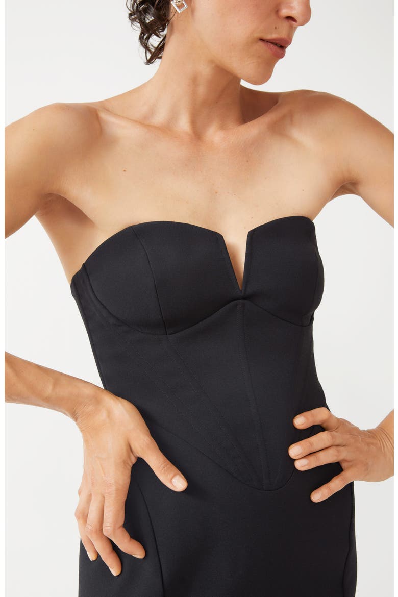 Strapless Corset Sheath Dress, Alternate, color, BLACK