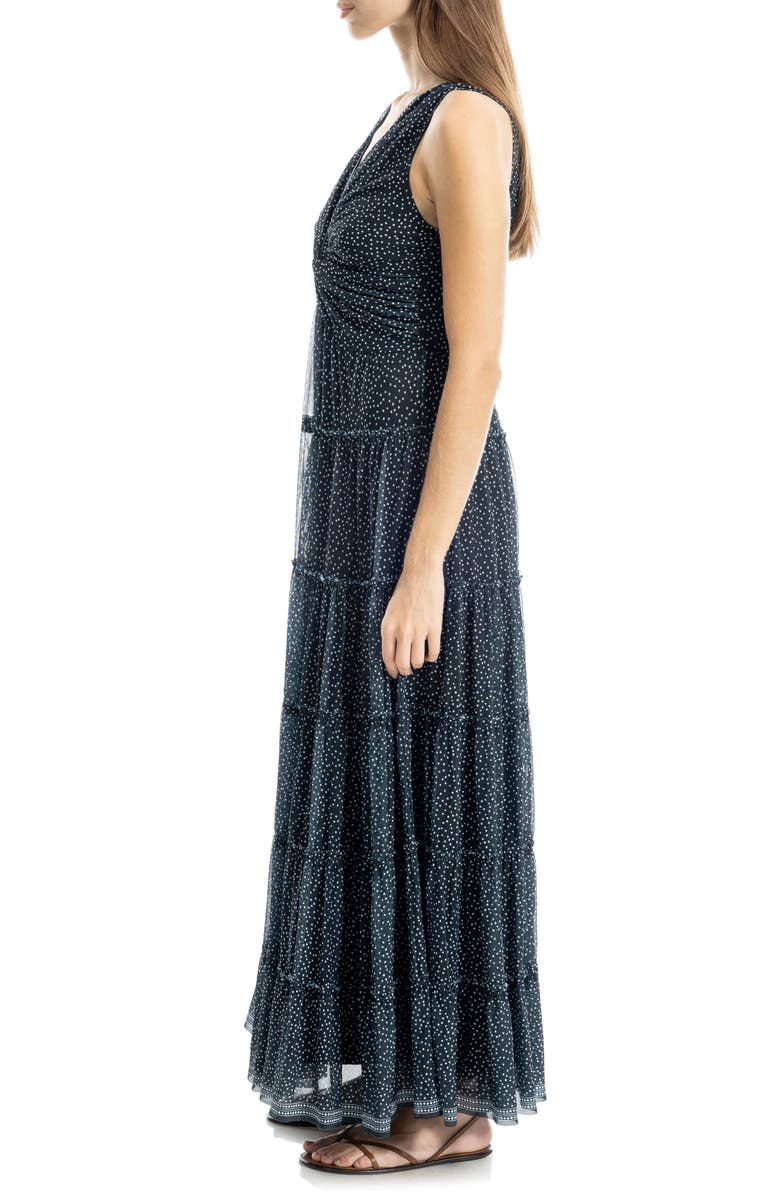 MAX STUDIO Twist Front Sleeveless Maxi Dress, Alternate, color, Black/ Ivory Random Dot