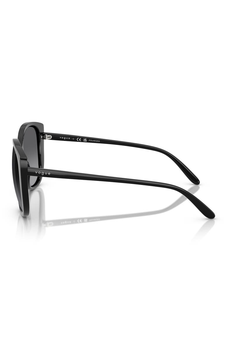 55mm Polarized Butterfly Sunglasses, Alternate, color, BLACK