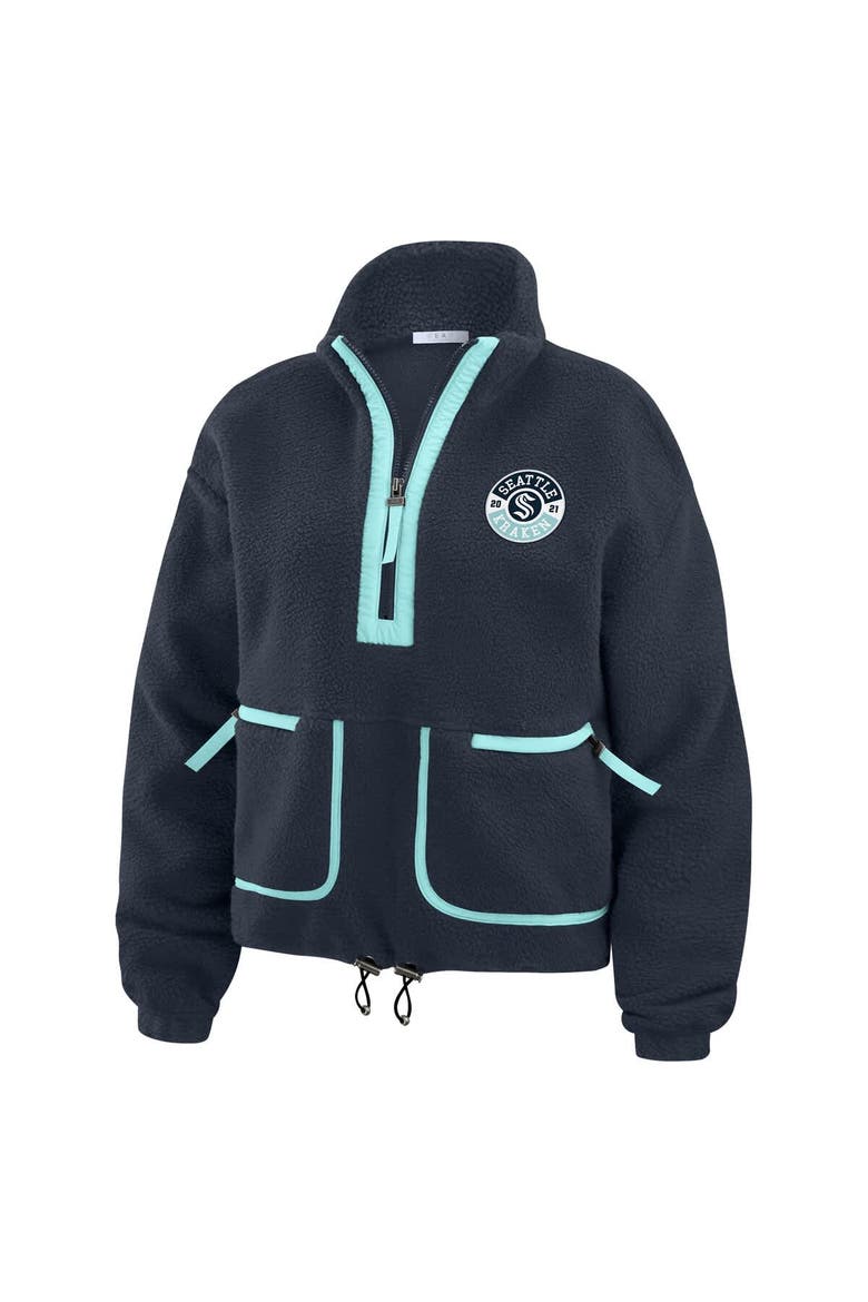 Women's WEAR by Erin Andrews  Deep Sea Blue Seattle Kraken Polar Fleece Half-Zip Jacket, Alternate, color, Navy