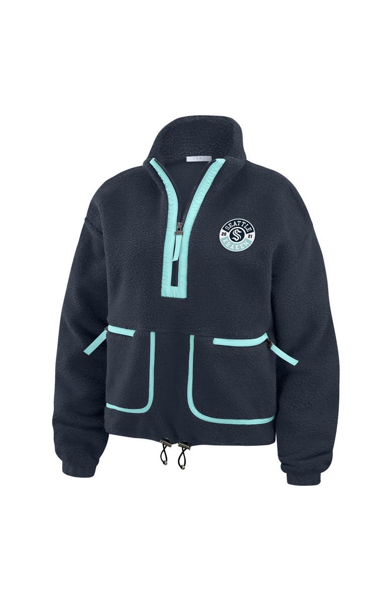 WEAR by Erin Andrews Women's WEAR by Erin Andrews Deep Sea Blue Seattle Kraken Polar Fleece Half-Zip Jacket, Alternate, color, Navy