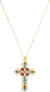 MADISON BEVERLY HILLS Vintage 1890s Ivory Enamel Cross Pendant Necklace