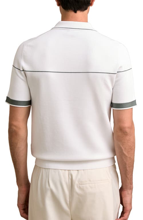 Reiss Bradford Tipped Quarter Zip Polo In White